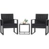 3-Piece Outdoor Patio Set – 2 Black Chairs with Side Table