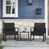 3-Piece Outdoor Patio Set – 2 Black Chairs with Side Table