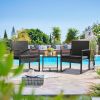 3-Piece Outdoor Patio Set – 2 Black Chairs with Side Table
