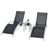 3-Piece Black Outdoor Patio Pool Lounger Set – Chairs & Table