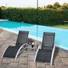 3-Piece Black Outdoor Patio Pool Lounger Set – Chairs & Table