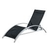 3-Piece Black Outdoor Patio Pool Lounger Set – Chairs & Table