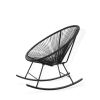 3-Piece Oval Woven Rocking Bistro Set – Black Rope Chairs & Round Table