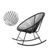 3-Piece Oval Woven Rocking Bistro Set – Black Rope Chairs & Round Table