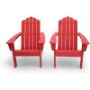 All Weather Recycled Red Poly Plastic Outdoor Patio Adirondack Chairs – Set of 2