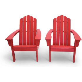All Weather Recycled Red Poly Plastic Outdoor Patio Adirondack Chairs – Set of 2