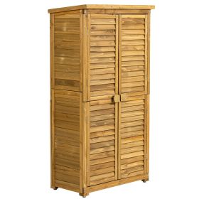 Outdoor Storage Cabinet, Wood Garden Shed, Pool Storage Shed With Lockable Door, Waterproof Roof And 2 Removable Shelves, Vertical Outside Storage She (Option: Natural)