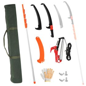 24FT Silver Orange Telescopic Aluminum Tube Plastic Rod Tool (Option: 24FT)