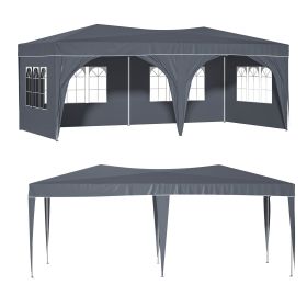 10X20 Ft Pop Up Canopy Tent With 6 Sidewalls, Ez Pop Up Outdoor Canopy For Parties, Waterproof Commercial Tent With 3 Adjustable Heights, Carry B (Option: Gray)
