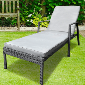 Outdoor Patio Lounge Chairs Rattan Wicker Patio Chaise Lounges Chair (Main Material: PE Rattan+Iron+Waterproof Fabric, Main Color: Grey)
