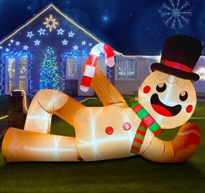 Christmas Inflatables Giant Snowman Outdoor Decorations, Blow up Snow Man Yard Decor with Built-in LED Light (Color: Yellow)