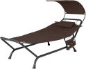 Hanging Hammock with Stand, Patio Hanging Chaise Lounge Chair w/Canopy, Cushion, Pillow & Storage Bag
