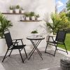 3-Piece Folding Bistro Set – Sling Chairs & Glass Table for Outdoor Living