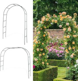 Black Garden Arch Arbors, Trellis for Climbing Plants Outdoor 6-8ft, Two Way Assemble Wedding Decoration Metal Arch Pergolas (Color: Black)