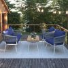 4-Piece Patio Furniture Set – Deep Seating Outdoor Sofa with Acacia Wood Table & Thick Cushions