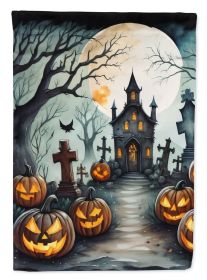 Graveyard Spooky Halloween House Flag Large Porch Sleeve Pole Decorative Outside Yard Banner Artwork Wall Hanging, Polyester, House Size, Multicolor (Default: Default)