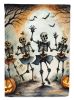 Dancing Skeletons Spooky Halloween House Flag Large Porch Sleeve Pole Decorative Outside Yard Banner Artwork Wall Hanging, Polyester, House Size, Mult