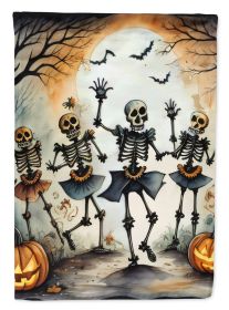 Dancing Skeletons Spooky Halloween House Flag Large Porch Sleeve Pole Decorative Outside Yard Banner Artwork Wall Hanging, Polyester, House Size, Mult (Default: Default)