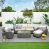Direct Wicker 5-Piece Patio Conversation Set – Rattan Sofas, Ottoman & Glass Coffee Table
