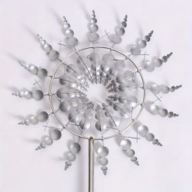 Magical Kinetic Metal Windmill Spinner Wind Powered Catchers, Creative Patio Garden Lawn Outdoor Courtyard Decoration Unique Wind Collectors Metal Out (size: Silvery 30cm)