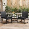 3 Piece Outdoor Furniture Set, 2 Waterproof Chairs and 1 Bistro Table Furniture Set, Wicker Rattan Conversation Set