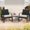 3 Piece Outdoor Furniture Set, 2 Waterproof Chairs and 1 Bistro Table Furniture Set, Wicker Rattan Conversation Set