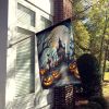 Graveyard Spooky Halloween House Flag Large Porch Sleeve Pole Decorative Outside Yard Banner Artwork Wall Hanging, Polyester, House Size, Multicolor