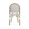 Set of 2 Outdoor French Bistro Chairs – Gray & White PE Rattan with Bamboo-Finish Aluminum Frame