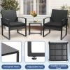 3-Piece Wicker Patio Conversation Set – Waterproof Chairs & Glass Bistro Table