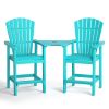 Patio Bar Stools Adirondack Arm Chairs Set of 2 – HDPE Outdoor Chairs with Detachable Table