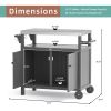 Outdoor Grilling Table with Storage,,Waterproof Outdoor Grill Cabinet,Stainless Steel Tabletop Outdoor Kitchen Island,BBQ Cart with Wheels