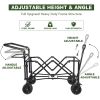 Heavy Duty Collapsible Wagon, Foldable Wagon with Removable Canopy, Foldind Wagon Cart with Wheels for All-Terrain with Brake, for Beach Camping Shopp