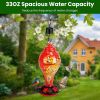 Glass Hummingbird Feeder 33OZ Hand Blown Hummingbird Feeder with 5 Flower Feeding Port Perch Ant Moat Hanging Hook S Hook Hemp Rope Cleaning Brush for