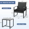 3 Piece Outdoor Furniture Set, 2 Waterproof Chairs and 1 Bistro Table Furniture Set, Wicker Rattan Conversation Set