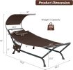 Hanging Hammock with Stand, Patio Hanging Chaise Lounge Chair w/Canopy, Cushion, Pillow & Storage Bag