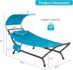 Hanging Hammock with Stand, Patio Hanging Chaise Lounge Chair w/Canopy, Cushion, Pillow & Storage Bag