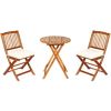 3-Piece Folding Acacia Wood Bistro Set – Cushioned Chairs & Round Table