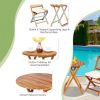 3-Piece Folding Acacia Wood Bistro Set – Cushioned Chairs & Round Table