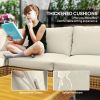 7-Piece Modular Patio Furniture Set – Khaki & Beige Cushions with Acacia Wood Table