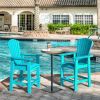 Patio Bar Stools Adirondack Arm Chairs Set of 2 – HDPE Outdoor Chairs with Detachable Table
