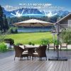 Outdoor Offset Patio Umbrella with Infinite Tilt Waterproof and Fade Resistant Recycled Fabric Canopy Cantilever Hanging Umbrella for Deck Garden Back