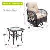 3-Piece Wicker Swivel Rocker Patio Set – 360° Chairs with Cushions & Glass Table