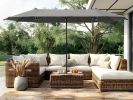 Double Sided Outdoor Market Umbrella with Crank Extra Large Patio Garden Pool Backyard Beach Umbrella Beige