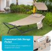 Hanging Hammock with Stand, Patio Hanging Chaise Lounge Chair w/Canopy, Cushion, Pillow & Storage Bag, Heavy Duty Swing Hammock Bed for Garden Lawn Ba