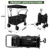 Heavy Duty Collapsible Wagon, Foldable Wagon with Removable Canopy, Foldind Wagon Cart with Wheels for All-Terrain with Brake