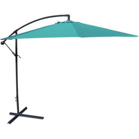 10 Ft Offset Cantilever Patio Umbrella (Option: Aruba Teal Canopy)