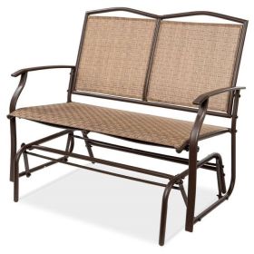 2 Seater Mesh Patio Loveseat Sw g Glider Rocker with Armrests (Option: Brown)