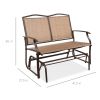 2 Seater Mesh Patio Loveseat Sw g Glider Rocker with Armrests