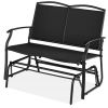 2 Seat Mesh Patio Loveseat Sw g Glider Rocker with Armrests