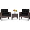 3 Piece Brown PE Rattan Outdoor Dining Patio Furniture Set